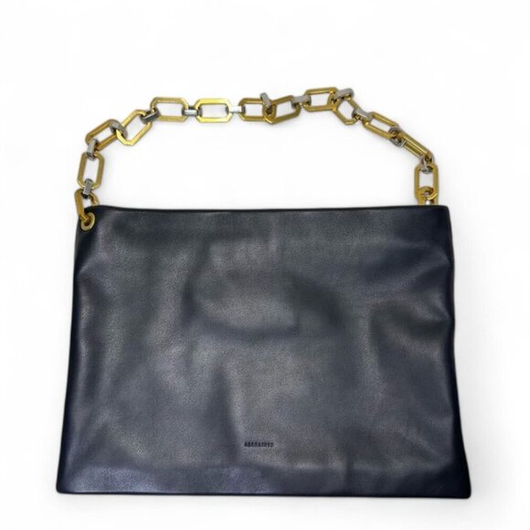 ALL SAINTS Bettina Leather Chain Shoulder Bag Black NWOT - Picture 3 of 16